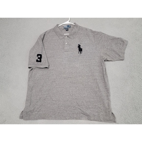 Polo Ralph Lauren Polo Shirt Mens 4XLT Gray Big Pony Number 3 Tall Chief Keef - Picture 1 of 7